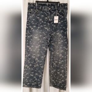 Men's Denim Hip Hop Streetwear Loose Fit Baggy Jeans Waist 40 Inseam 30